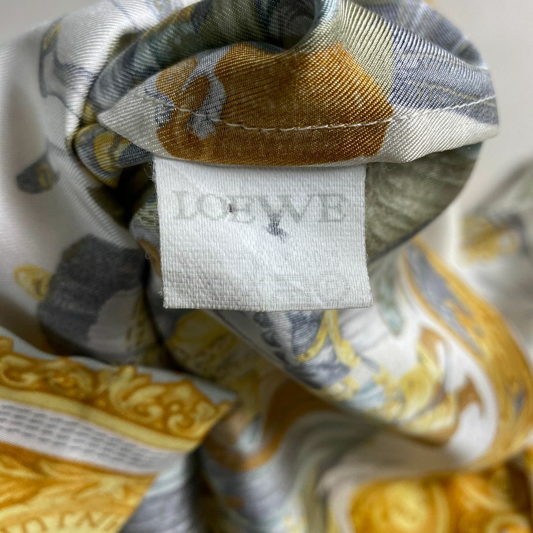 ロエベ ブラウス LOEWE シルク100% スカーフ柄 総柄 38 M L相当