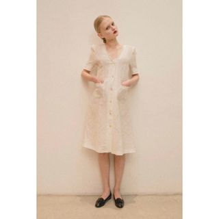 Verybrain - Verybrain linen Jacquard one-piece whiteの通販 Verybrain - Verybrain linen Jacquard one-piece whiteの通販