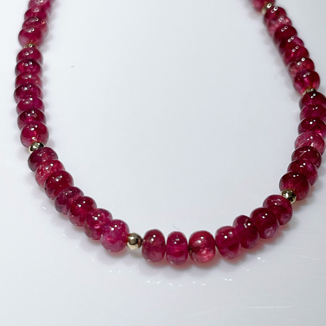 k182ミリミラーボール入りレットスピネルネックレスNO25-1346 レディースのアクセサリー(ネックレス)の商品写真