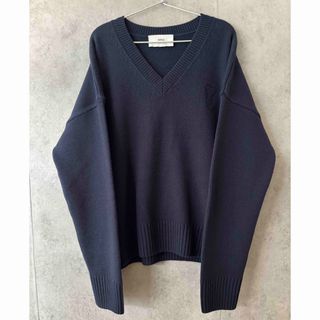 ami - 濃紺L新品 AMI Paris ビッグ アミ ブランドロゴ ニット ami - 濃紺L新品 AMI Paris ビッグ アミ ブランドロゴ ニット