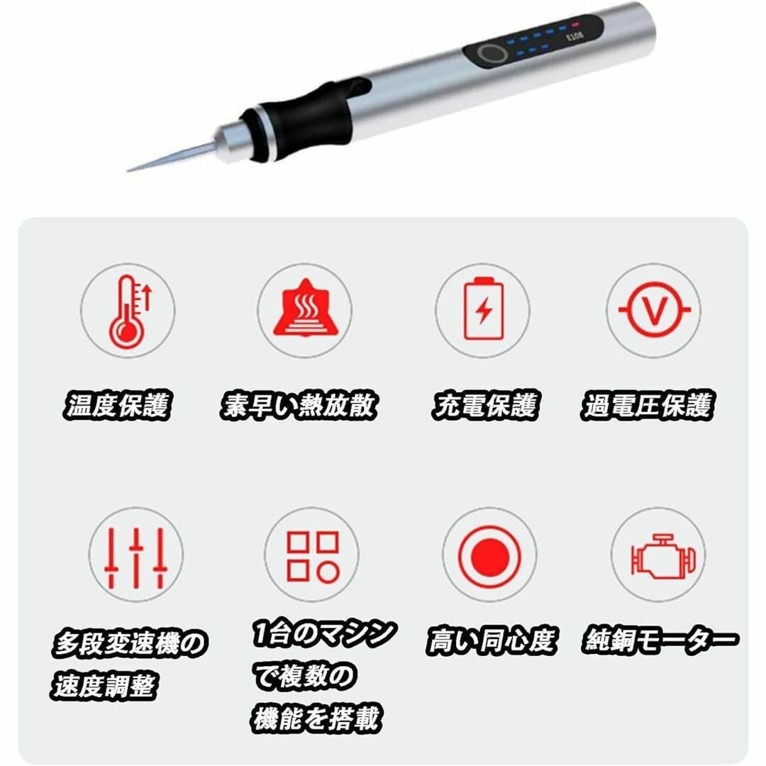 ミニルーター 電動リューター 工具 3段変速 18000mAh 彫刻 切断 切削 スマホ/家電/カメラのスマホアクセサリー(Androidケース)の商品写真