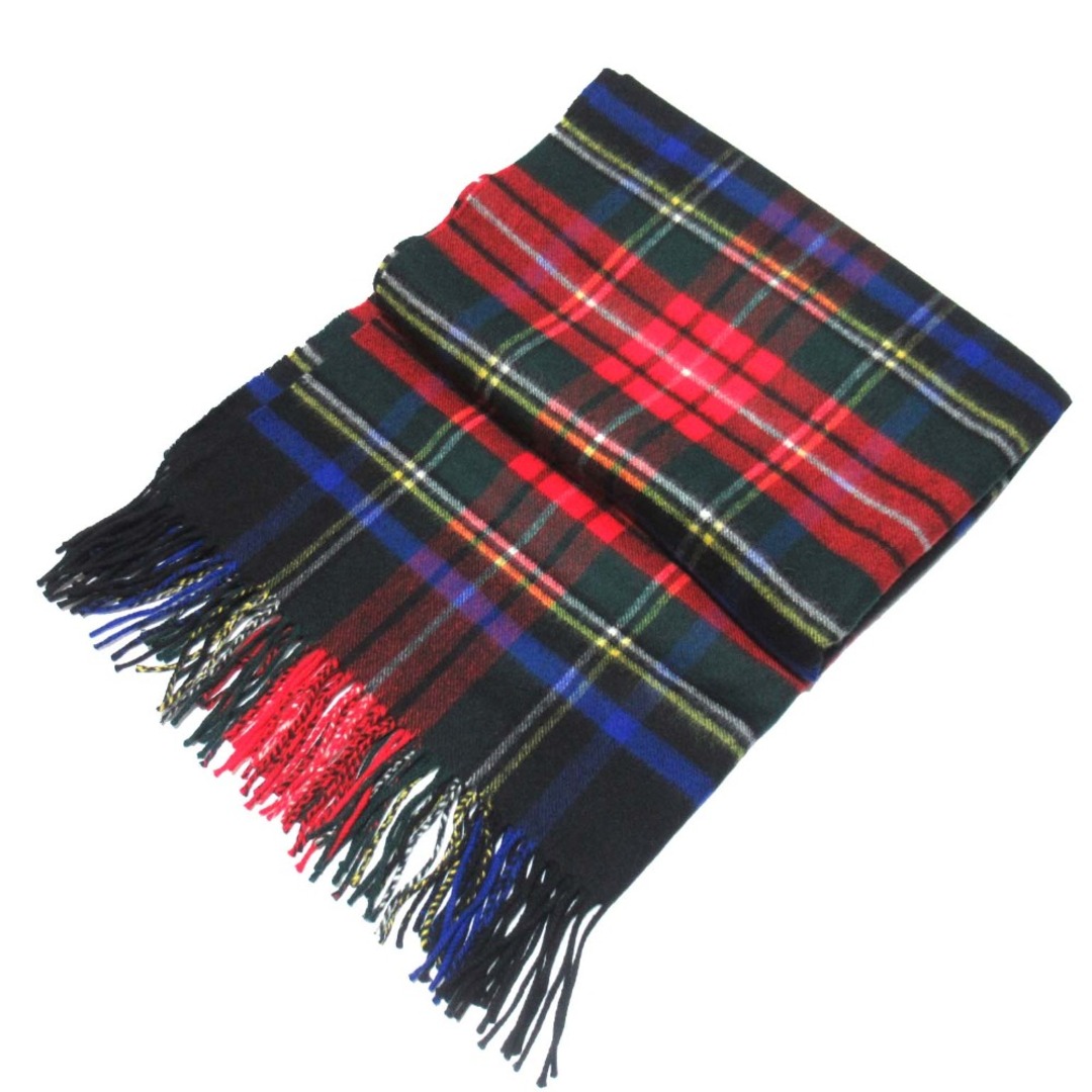美品 美品 Johnstons of Elgin ジョンストンズオブエルガン チェック柄 カシミヤ100％ 大判 フリンジ ストール マフラー マルチカラー レディース 古着 中古 USED
