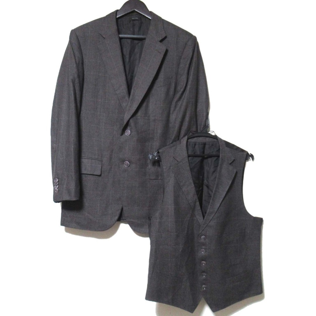 Ermenegildo Zegna - 美品 Ermenegildo Zegna COUTURE エルメネジルドゼニア クチュールライン ウィンドウペン テーラードジャケット+ジレベスト 7-50R メンズ 古着 中古 USED