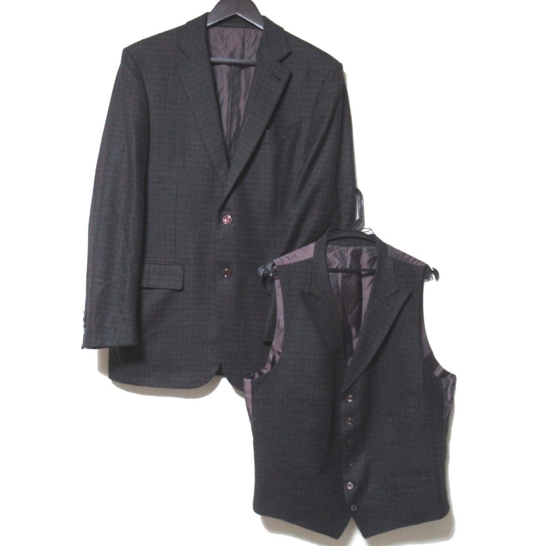 Ermenegildo Zegna - 良品 Ermenegildo Zegna SU MISURA エルメネジルドゼニア ス ミズーラ チェック柄 テーラードジャケット+ジレベスト 7-50R メンズ 古着 中古 USED