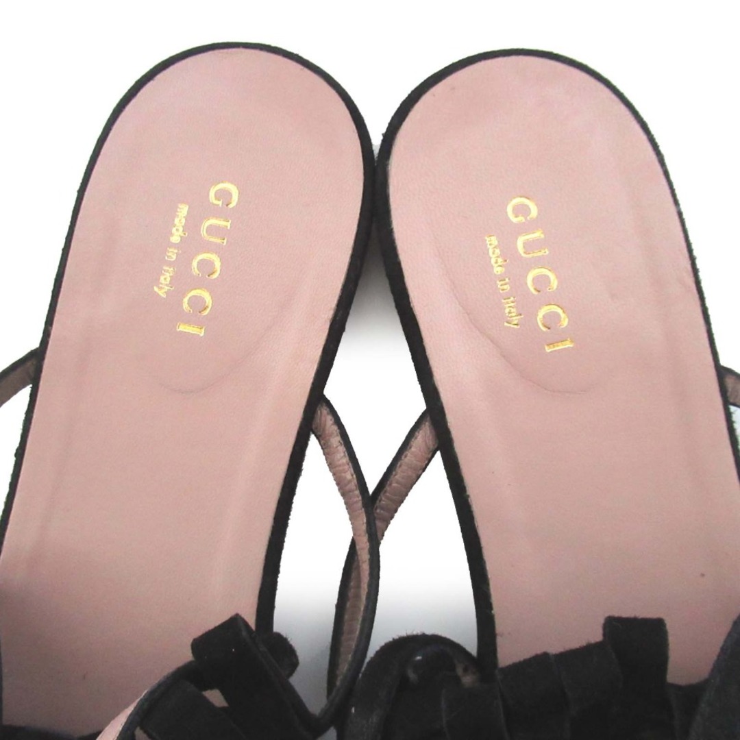 美品】グッチスエードサンダル黒38サイズ