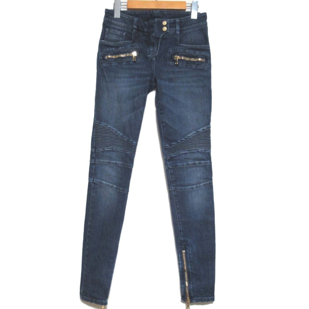 BALMAIN - 美品 BALMAIN バルマン 裾ジップ スキニー バイカー BALMAIN - 美品 BALMAIN バルマン 裾ジップ スキニー バイカー