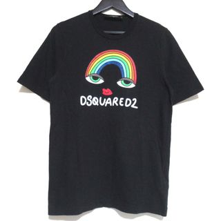 ディースクエアード(DSQUARED2)の美品 22SS DSQUARED2 ディースクエアード レインボープリント 半袖 Tシャツ カットソー Mサイズ 165/88A ブラック レディース 古着 中古 USED(Tシャツ(半袖/袖なし))