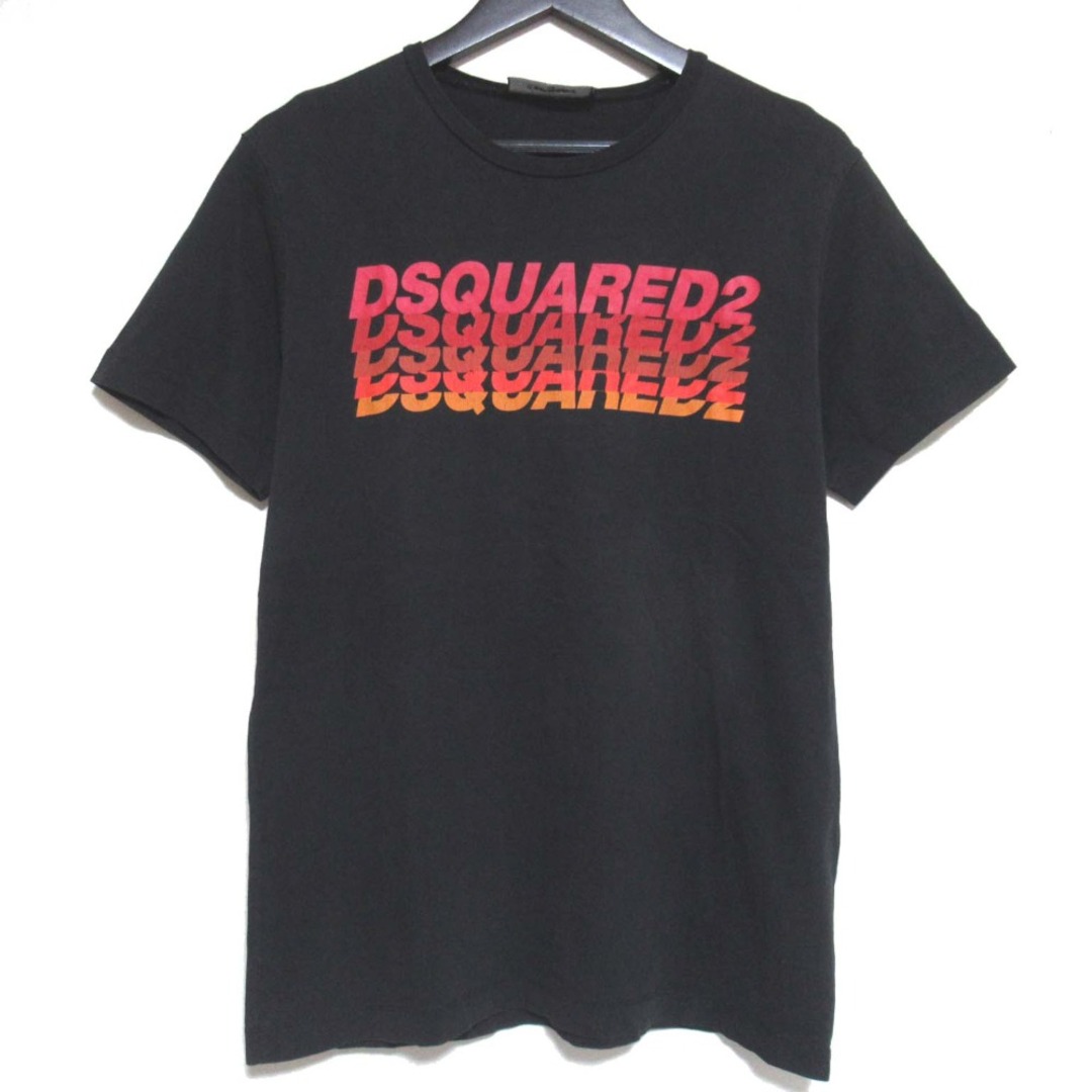 DSQUARED2 - 美品 21SS DSQUARED2 ディースクエアード グラデーションロゴ プリント 半袖 Tシャツ カットソー XSサイズ 155/80A ブラック レディース 古着 中古 USED