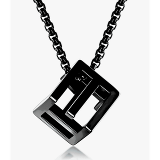 【Rk001】ネックレス　アクセサリー 　メンズ 　ブラック　ルービックキューブ(ネックレス)