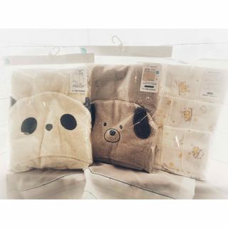ニシマツヤ(西松屋)の✴︎ミモリ様専用✴︎フード付きバスタオル　浴用ガーゼ　セット(おくるみ/ブランケット)