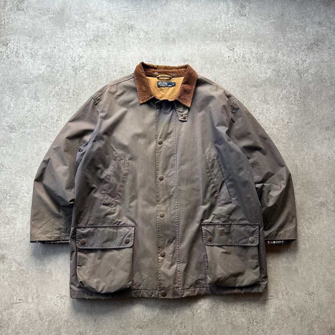 Ralph Lauren - 90s ラルフローレン オイルドジャケット XXL チャコールグレー 裏地付き