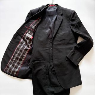 HARUYAMA - Respectnero　3ピーススーツ セットアップ　L　黒　ストライプ　総裏