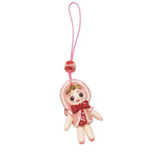 文化人形　はなちゃん　根付　ストラップ　キーホルダー　昭和レトロ　ピンク（か）(その他)