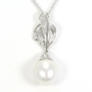 PT900 プラチナ PT850 ネックレス 南洋真珠 ダイヤ 0.09 カード鑑別書 総重量約10.7g 約40cm ジュエリー 中古 送料無料 新品同様 【中古】【あす楽】 ギフトラッピング無料(ネックレス)
