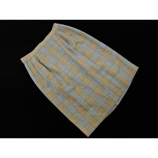 ジュンアシダ(jun ashida)のJUN ASHIDA ジュンアシダ 毛絹混 チェック タイト スカート size11/ベージュｘ青 ◇■ レディース(ひざ丈スカート)