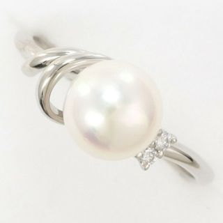 PT900 プラチナ リング 指輪 8号 パール(真珠) 約7mm ダイヤ 総重量約2.3g ジュエリー 中古 送料無料 新品同様 【中古】【あす楽】 ギフトラッピング無料(リング(指輪))