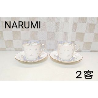 ナルミ(NARUMI)のNARUMI BONE CHINA＊カップ&ソーサー・２客＊花柄・金彩＊鳴海製陶(グラス/カップ)