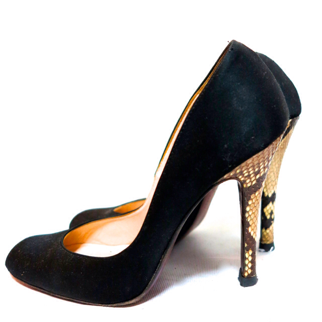 Odette e Odile(オデットエオディール)のパイソンヒール ブラック レディースの靴/シューズ(ハイヒール/パンプス)の商品写真