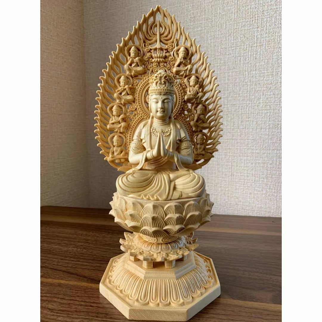 仏像 普賢菩薩像 普賢菩薩 檜木 (約)高28cm×幅12cm×奥行12cm