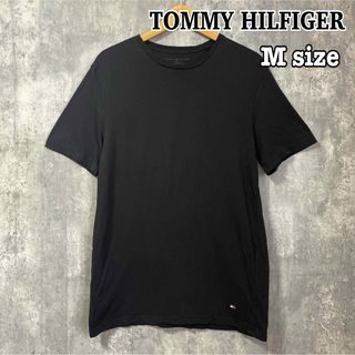 トミーヒルフィガー Tシャツ M 無地 刺繍ロゴ 黒メンズ 古着
