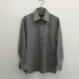【SHAKEHAND】シェイクハンド　灰色系　L　長袖シャツ　ストライプ　カジュアル　ゆったり(シャツ)