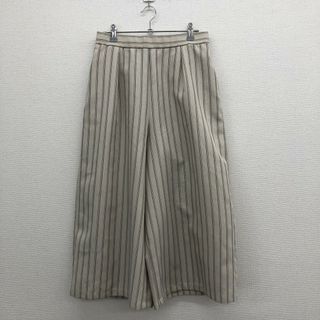 【grove】グローブ　ベージュ×黒ストライプ　L　ワイドパンツ　フレアパンツ　ストライプ　カジュアル(その他)