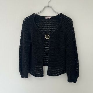 マックスアンドコー(Max & Co.)の【MAX&CO】マックスアンドコー　トップス　カーディガン　ブラック　黒　Mサイズ　透かし編み(カーディガン)