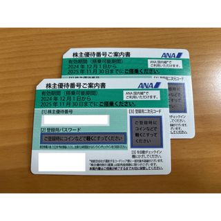 エーエヌエー(ゼンニッポンクウユ)(ANA(全日本空輸))のANA 全日空  株主優待番号ご案内書  ２枚(航空券)