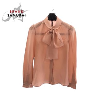 エステール(ESTELLE（As-me ESTELLE）)の超美品 Miu Miu ミュウ ミュウ リボン サイズ36 ピンク シルク AMM1 2014 994 長袖シャツ ブラウス レディース 501213 【中古】(シャツ/ブラウス(長袖/七分))