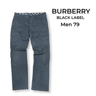 バーバリーブラックレーベル(BURBERRY BLACK LABEL)のBURBERRY BLACK LABEL コットン カーゴパンツ グレー ノバチェック柄 size 79 メンズ 国内正規品(ワークパンツ/カーゴパンツ)