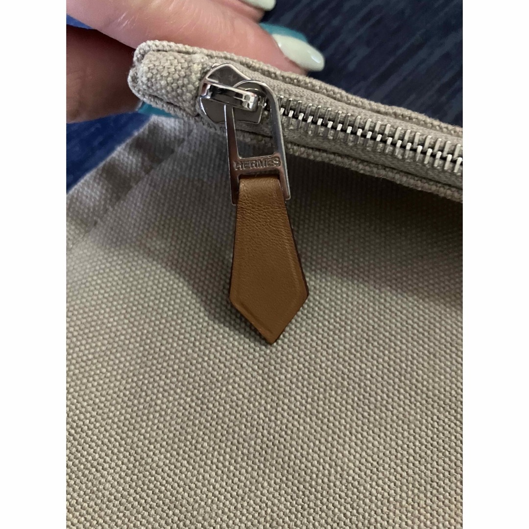 HERMES(エルメス)のエルメス HERMES バイン ポーチ キャンバス コットン ロゴプリント  レディースのファッション小物(ポーチ)の商品写真