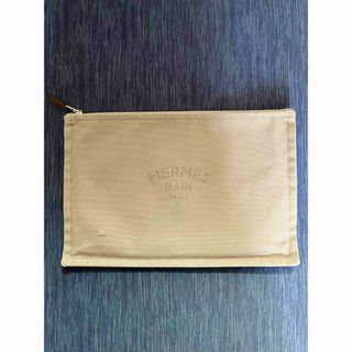 エルメス HERMES バイン ポーチ キャンバス コットン ロゴプリント 