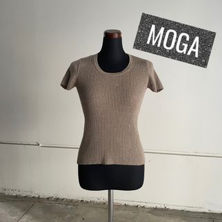 モガ(MOGA)の MOGA モガ 半袖ラメリブニット ベージュ ゴールド C モガ (ニット/セーター)
