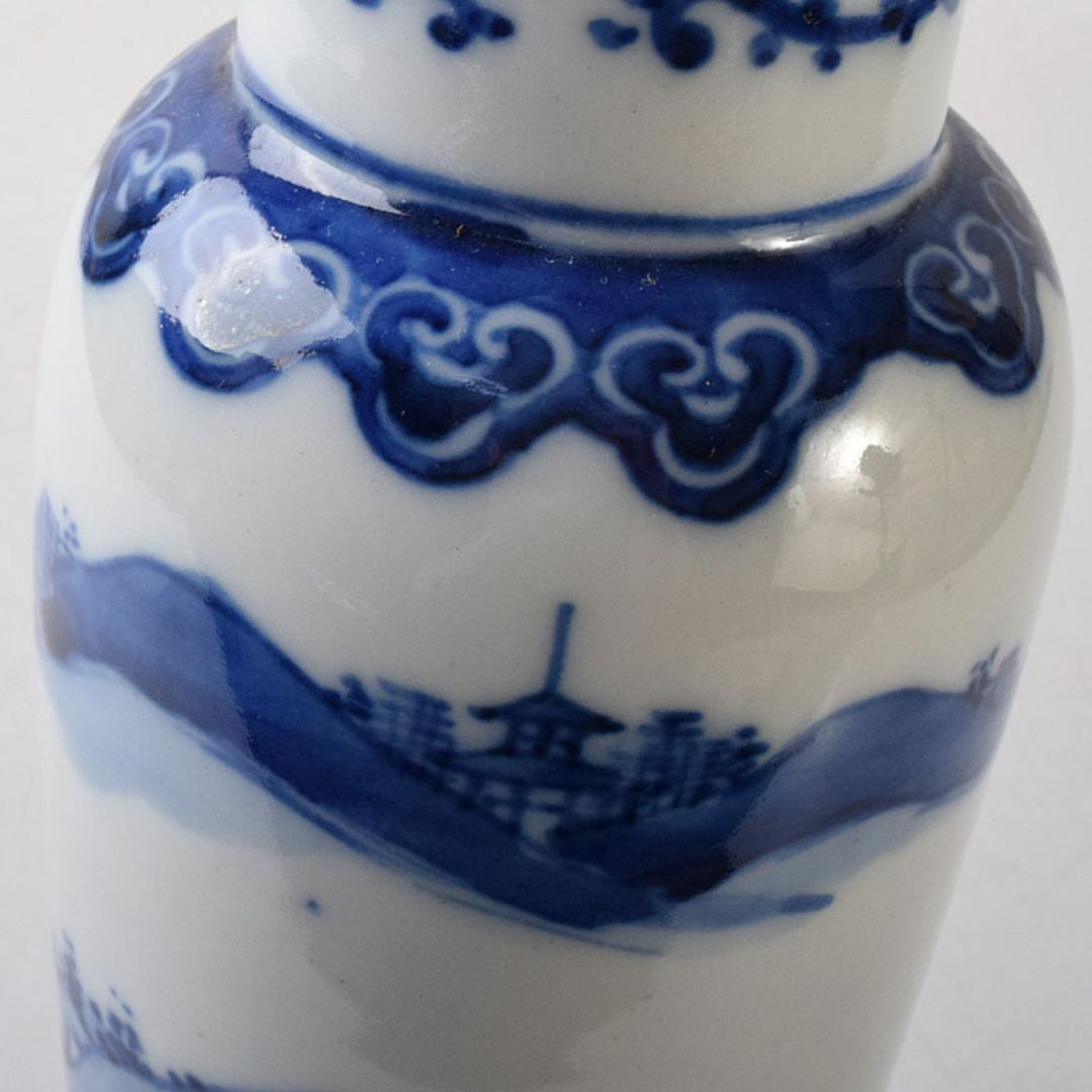 使い勝手の良い 中国 by R8594の通販 V 時代箱 在銘 双耳瓶 花唐草山水文 青花 工芸品