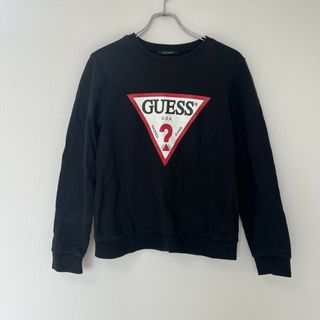 ゲス(GUESS)の【GUESS】ゲス　トップス　スウェット　トレーナー　ブラック系　Sサイズ　長袖　ロゴ　カジュアル(Tシャツ(半袖/袖なし))
