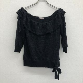 【LOVESTI】ラビット　黒系　M　長袖ニット　オフショルダー　リボン　無地　シンプル　(ニット/セーター)