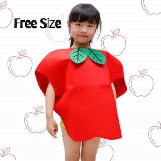 キッズ りんご コスプレ ワンピース  仮装 衣装 野菜 果物 赤 緑 アップル(Tシャツ/カットソー)
