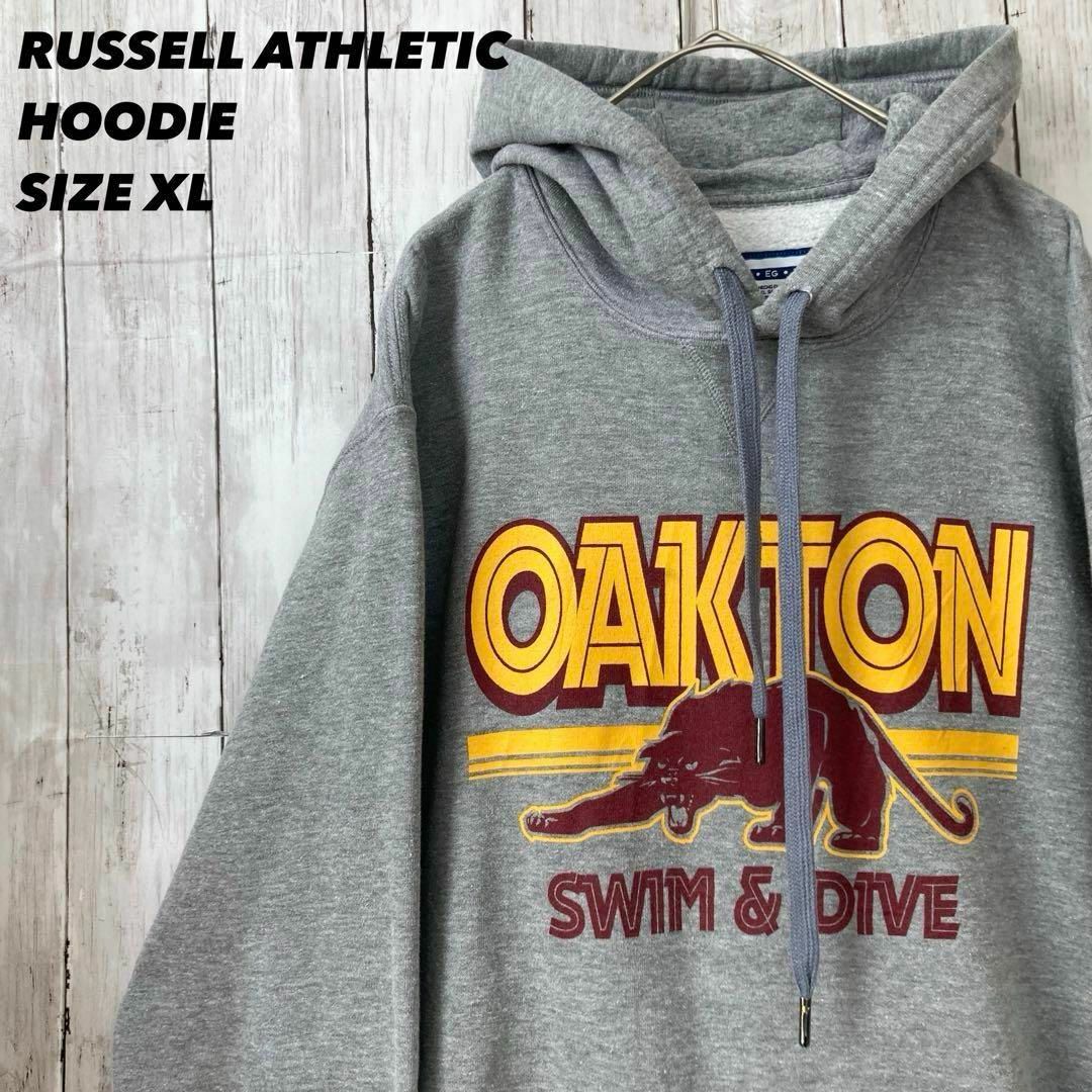 Russell Athletic(ラッセルアスレティック)のラッセルアスレチック　OAKTONカレッジプリントスウェットパーカー XL 古着 メンズのトップス(パーカー)の商品写真