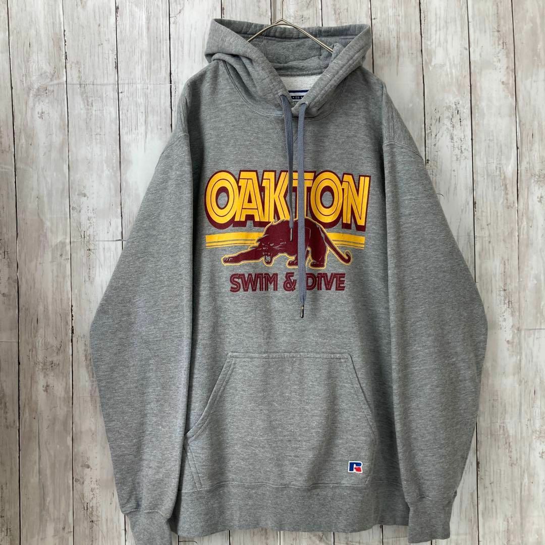 Russell Athletic(ラッセルアスレティック)のラッセルアスレチック　OAKTONカレッジプリントスウェットパーカー XL 古着 メンズのトップス(パーカー)の商品写真