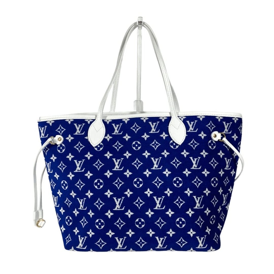 LOUIS VUITTON - ルイヴィトン LOUIS VUITTON ネヴァーフル MM M46620 モノグラムジャカードベルベット カバン トートバッグ ポーチ付き 肩掛け ショルダーバッグ ブルー 未使用