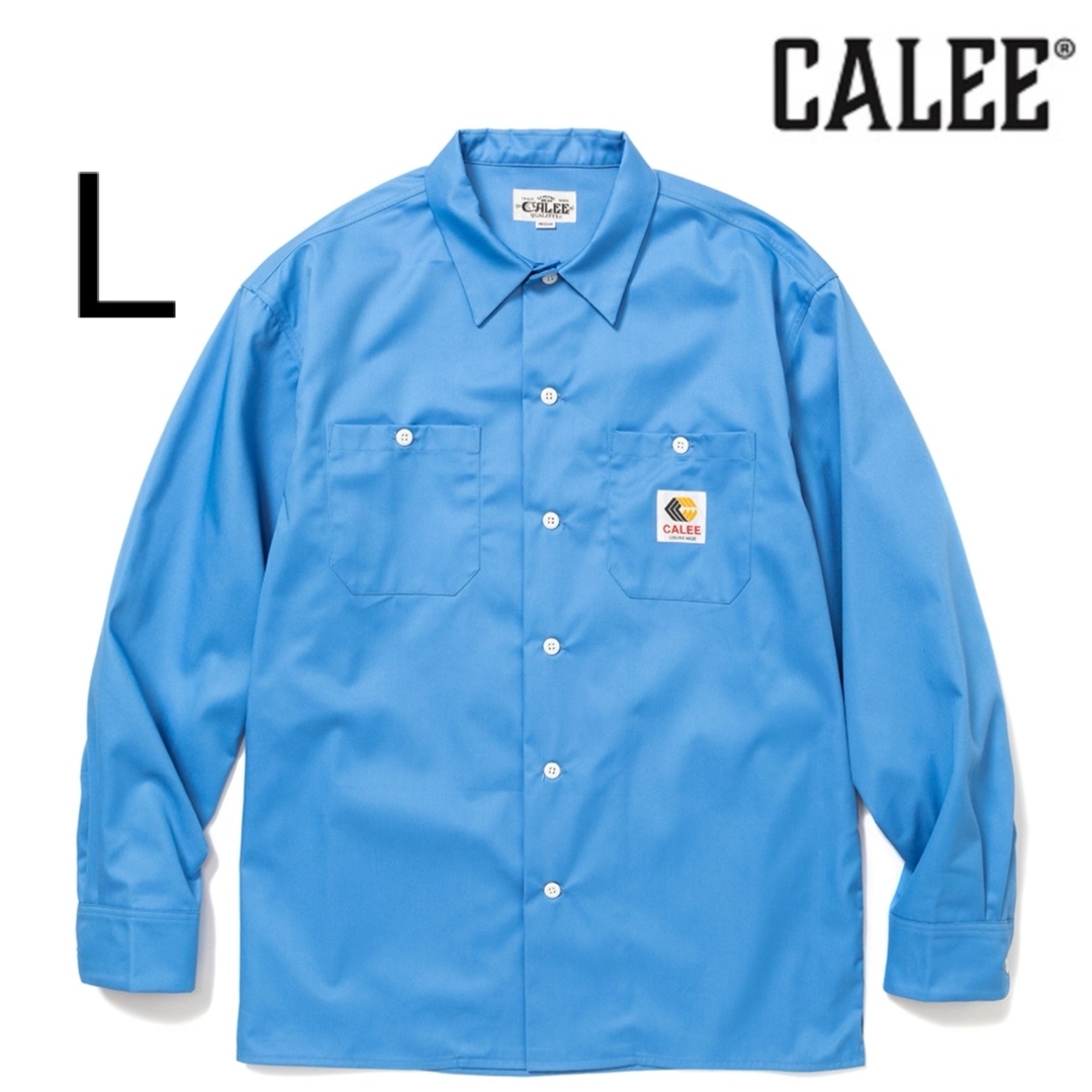 CALEE T/C Twill L/S Work Shirt Blue L 長袖