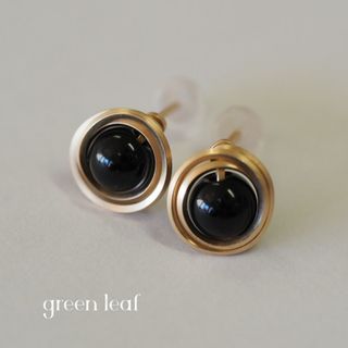 14kgf＊オニキスの一粒ピアス～スクエア～(ピアス)