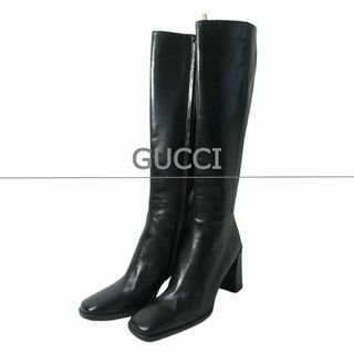 GUCCI - 極美品 GUCCI レザー チャンキーヒール スクエアトゥ GUCCI - 極美品 GUCCI レザー チャンキーヒール スクエアトゥ