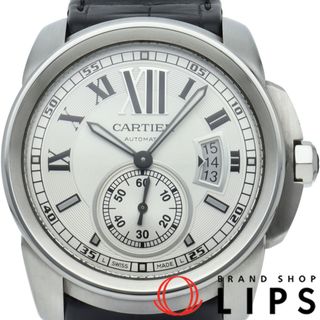 Cartier - カルティエ カリブル ドゥ カルティエ ウォッチ Calibre de Cartier W7100037 箱 保証書 SS/革 メンズ時計 ホワイト 仕上げ済 美品 【中古】