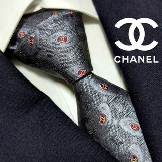 CHANEL - シャネル 美品 シルクネクタイ ココマーク 総柄 黒 CHANEL - シャネル 美品 シルクネクタイ ココマーク 総柄 黒