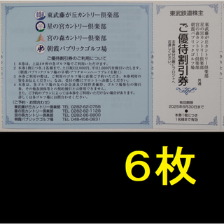 東武ゴルフ場 割引券 6枚 2025年6月期限(ゴルフ場)