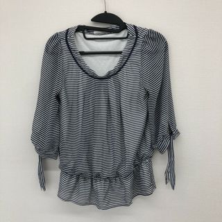 【any sis】エニシス　紺系・白ボーダー　２　ブラウス　チュニック　トップス　カジュアル(シャツ/ブラウス(長袖/七分))