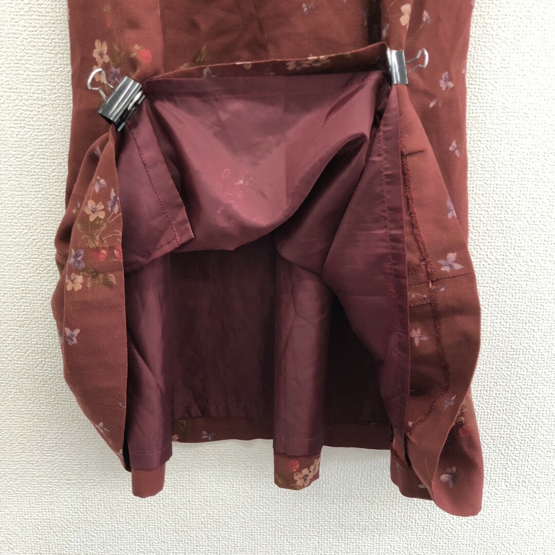 【Lyon】リヨン　赤茶色　花柄　58～63　ロングスカート　Aライン　カジュアル　ボトムス レディースのスカート(ロングスカート)の商品写真