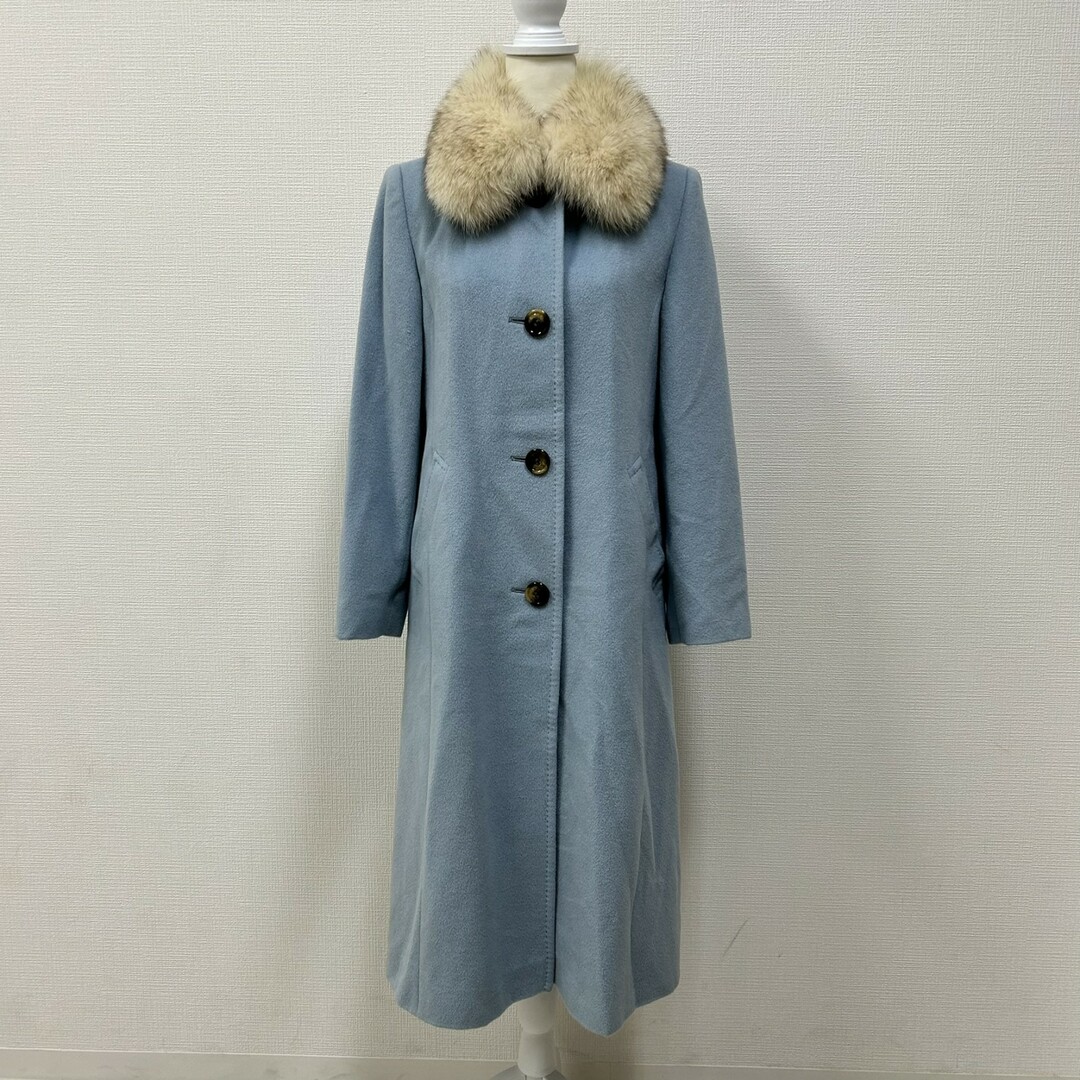 SCAPA - 【SCAPA】スキャパ　アウター　ロングコート　ファー　ブルー系　サイズ38　アンゴラ　カシミヤ