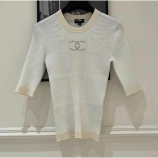 CHANEL - 本物 シャネル リブ切替 カシミヤ ハイネック 長袖 CHANEL - 本物 シャネル リブ切替 カシミヤ ハイネック 長袖